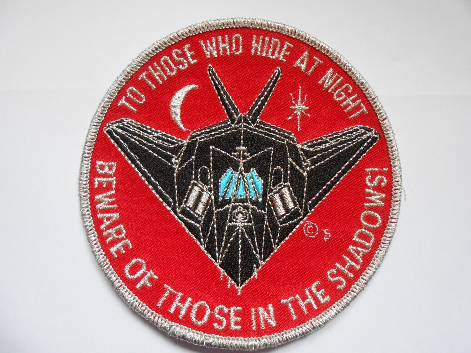 STEALTH  FIGHTER SQUADRON USAF CLOTH  PATCH to those who hide at night beware
