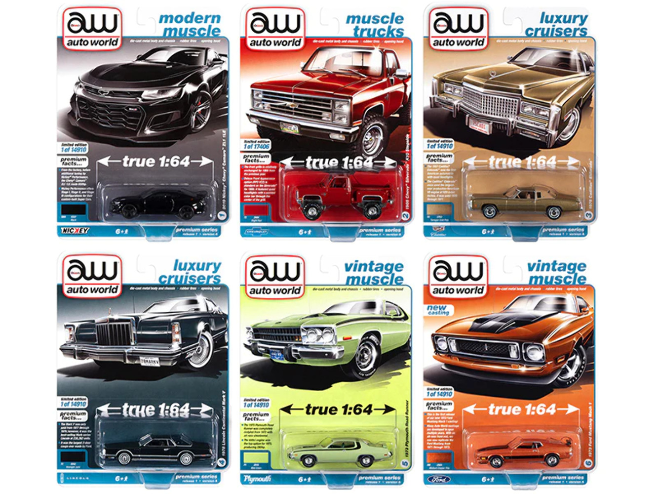 Auto World Premium 2022 Set A of 6 pieces Release 1 1/64 Diecast Model Cars
