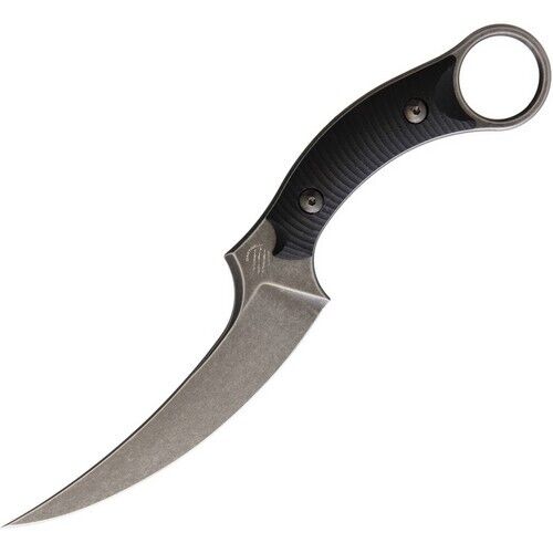 Bastinelli MAKO Black G10 Mako Fixed Blade Knife Curved Stonewash + Sheath