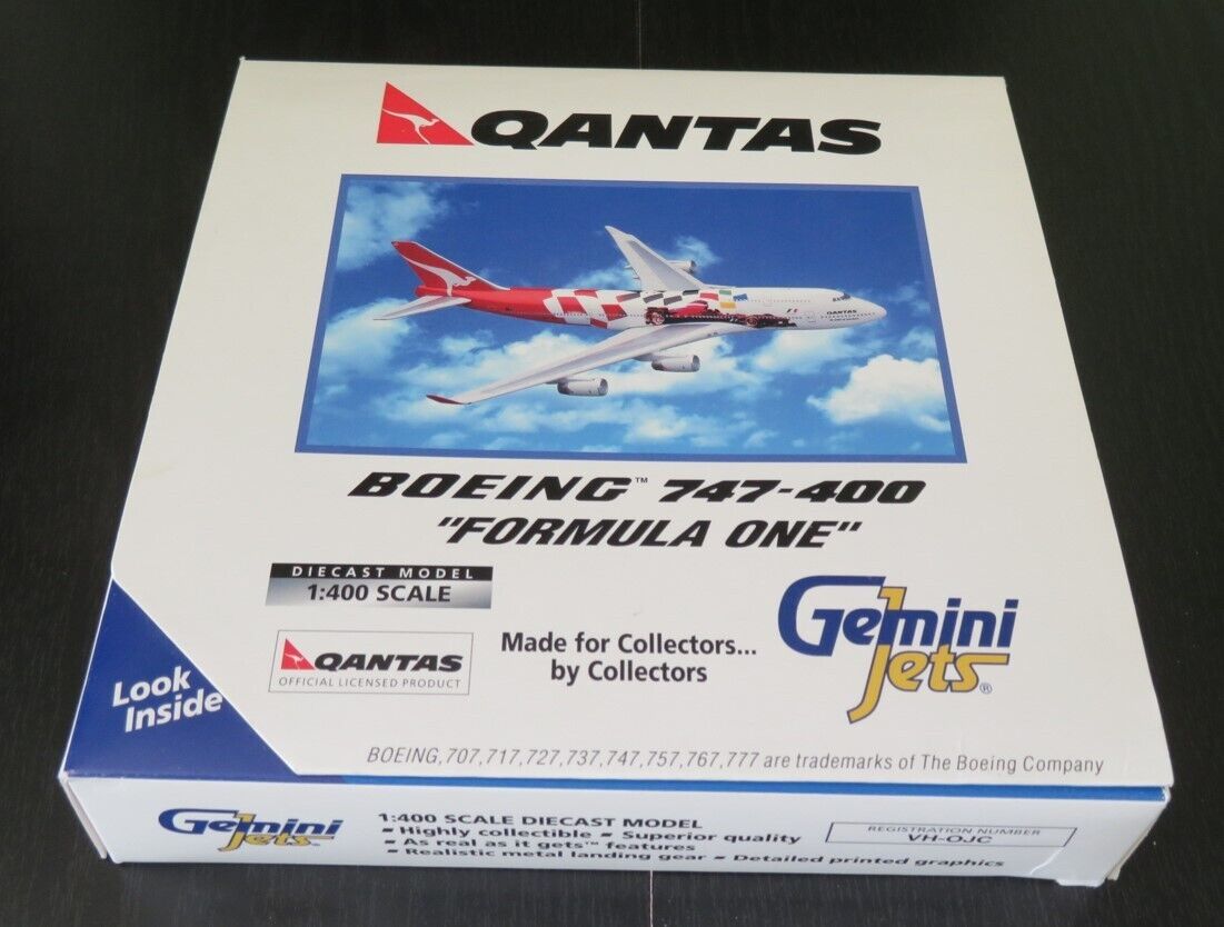 Gemini Jets QANTAS B747-400. VH-OJC.  1:400 Scale. Formula One. Rare. Brand New