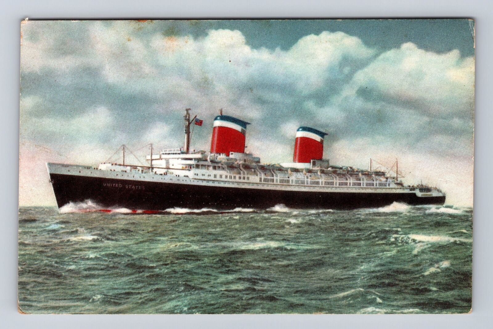 SS United States Luxury Ship, Transportation, Antique Vintage Souvenir Postcard