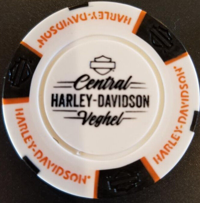 CENTRAL HD VEGHEL~ Netherlands (Wht/Blk/Orange) Harley International Poker Chip