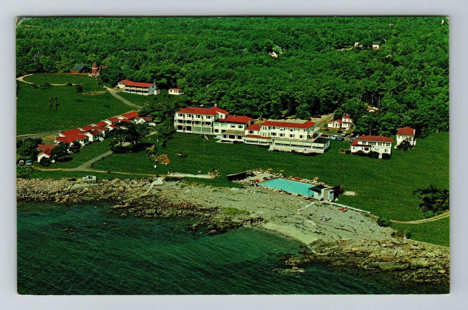Kennebunkport ME-Maine, Shawmut Inn, Aerial Scenic View, Vintage Postcard