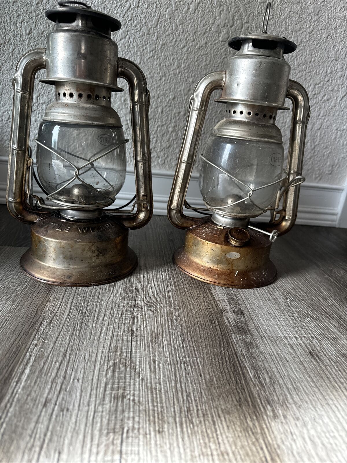A Pair Of Dietz Vintage Little Wizard NO.30 Silver Lanterns