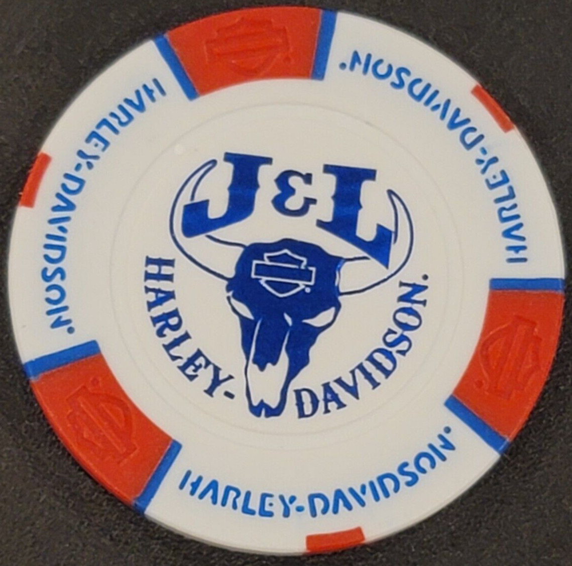 J&L HD (White/Red/Blue) SOUTH DAKOTA ~ Harley Davidson Poker Chip