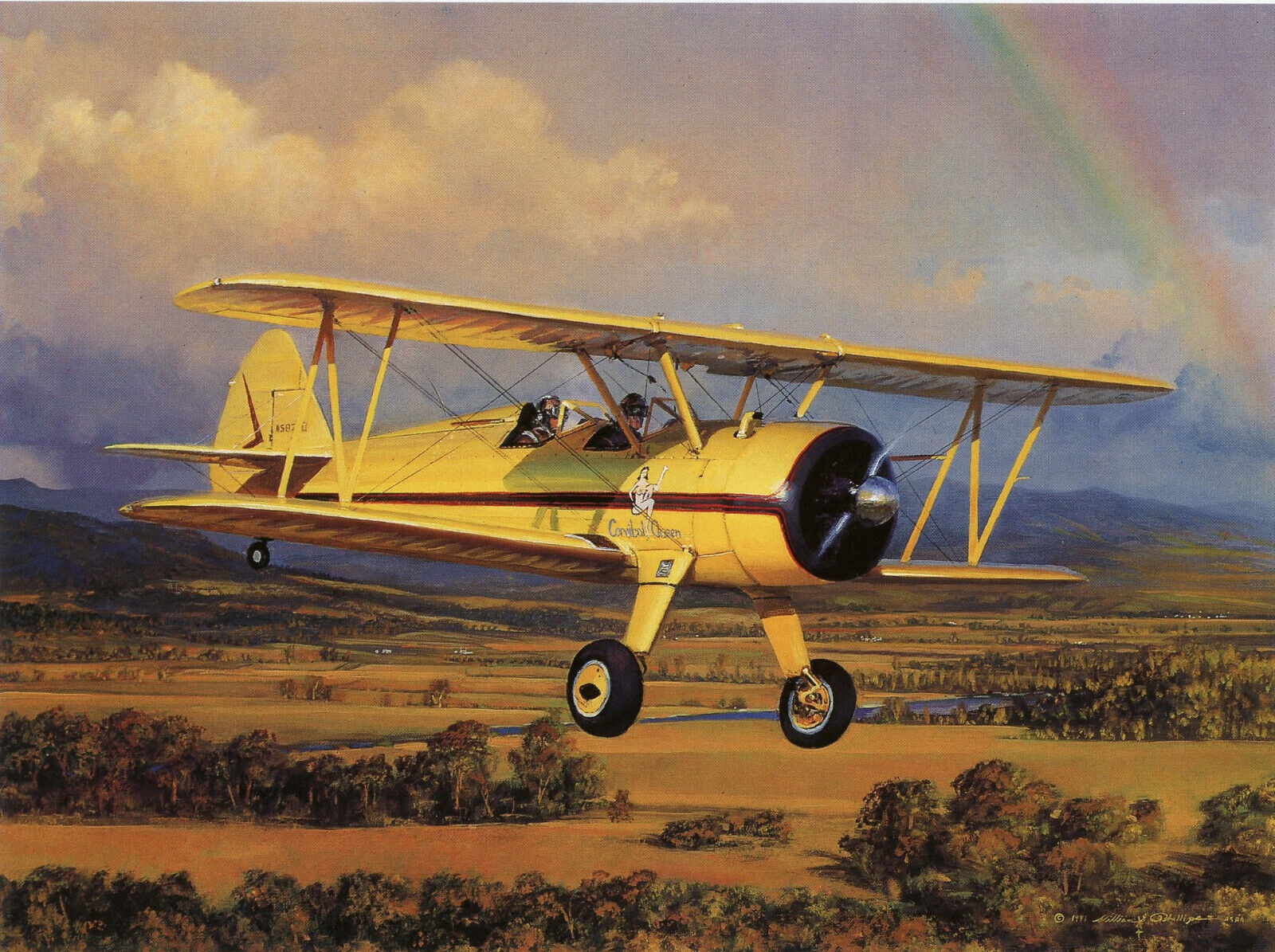Boeing-Stearman Model 17 Bookplate Painted by William S Phillips – Wall Art P12