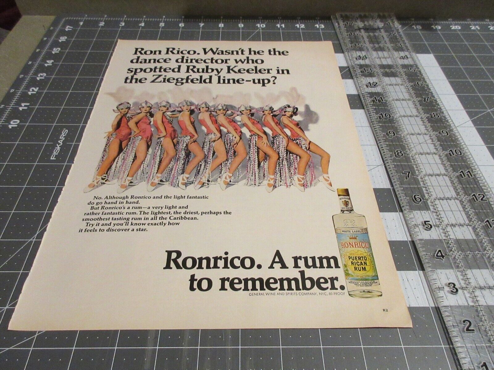 1967 Ronrico A Rum to Remember, Ziegfeld Line-Up Print Ad