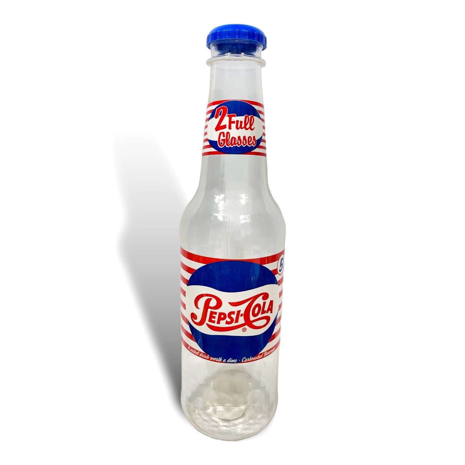 Giant 2 Foot Vintage Pepsi Cola Plastic Bottle Bank Ralphco Retro 2 Full Glasses