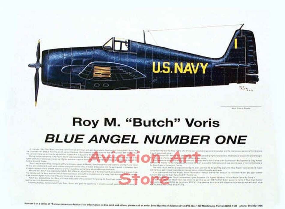 Blue Angel #1, Autographed by the FIRST BLUE, Butch Voris, Aviation Art; Boyette