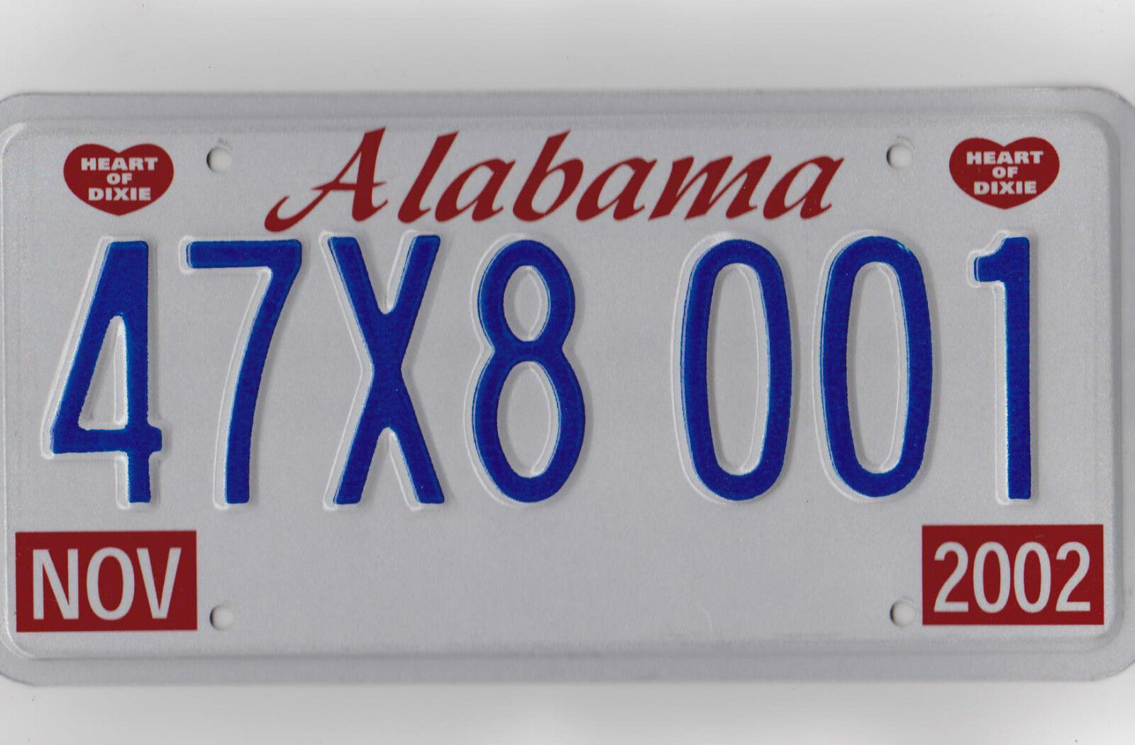 47 X8 001 = 2002 Madison County Alabama License plate  ** Bar Mancave Art **