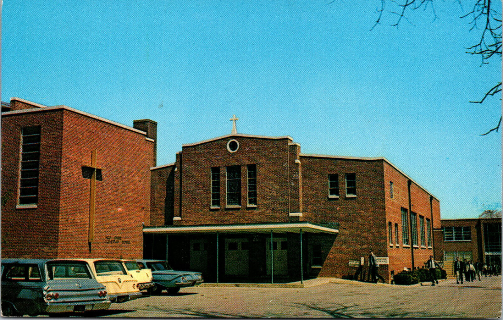 Vtg 1960s Holy Cross Church and School Dover Delaware DE Unused Postcard