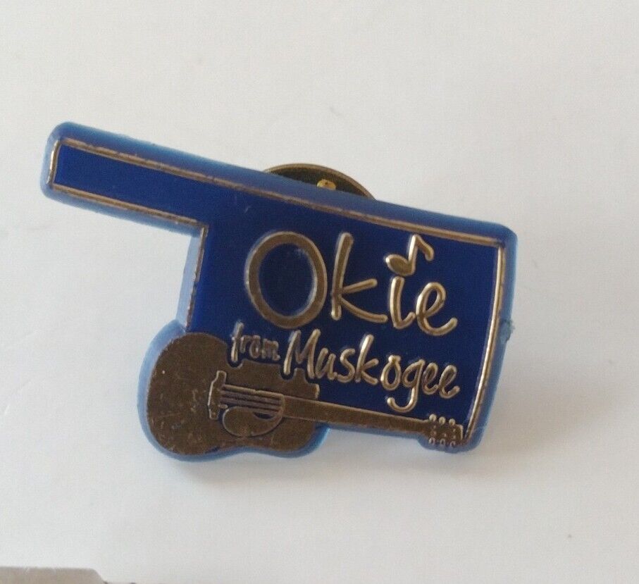 Okie From Muskogee Oklahoma State Shaped Plastic Lapel Pin