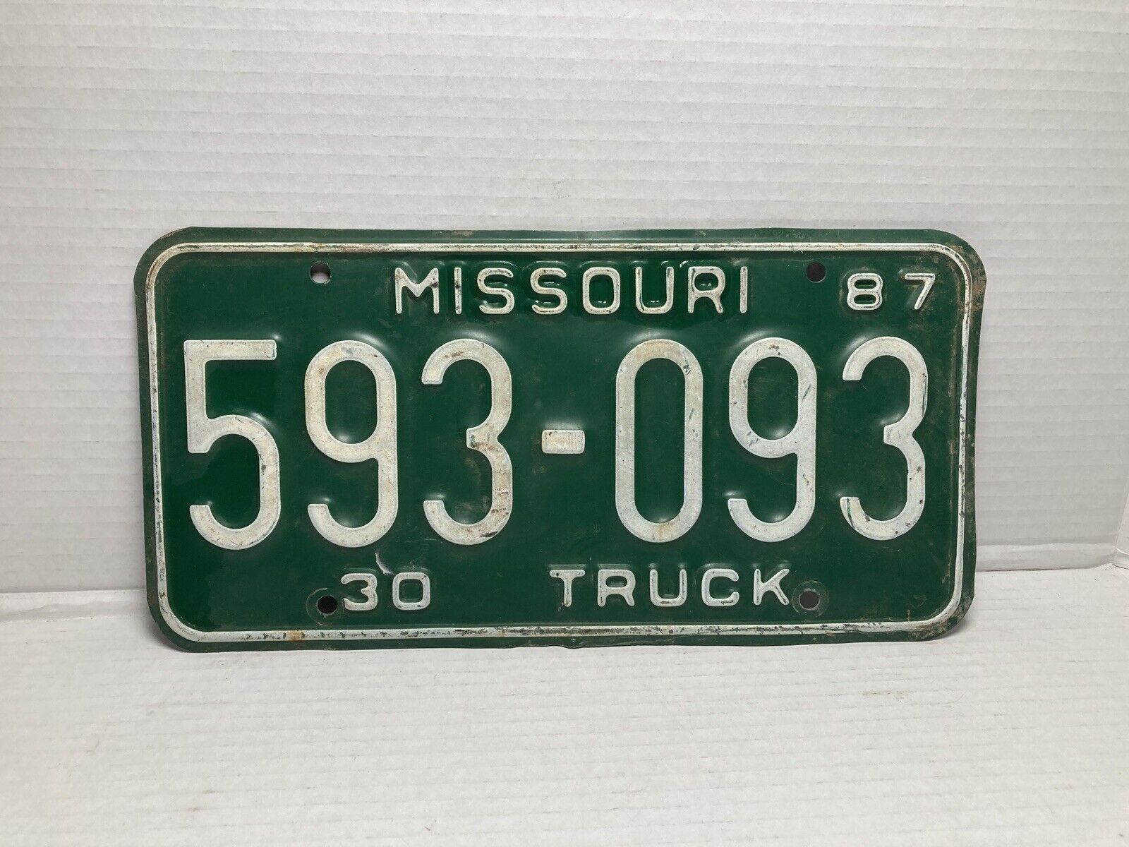Vintage Missouri 1987 Truck License Plate