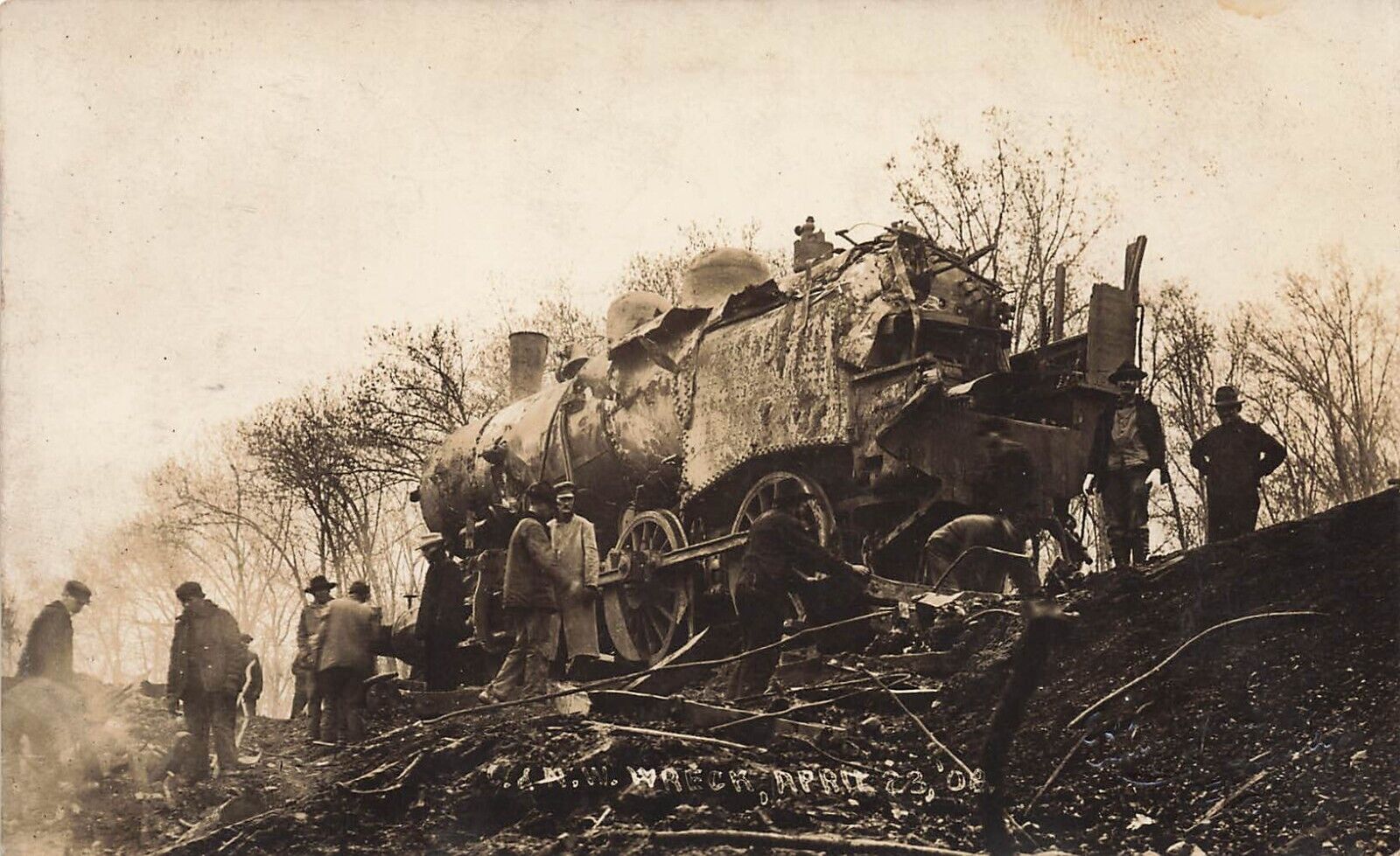DeWitt Iowa C. &. N.W. Train Wreck Disaster RPPC 1908 Postcard LP47