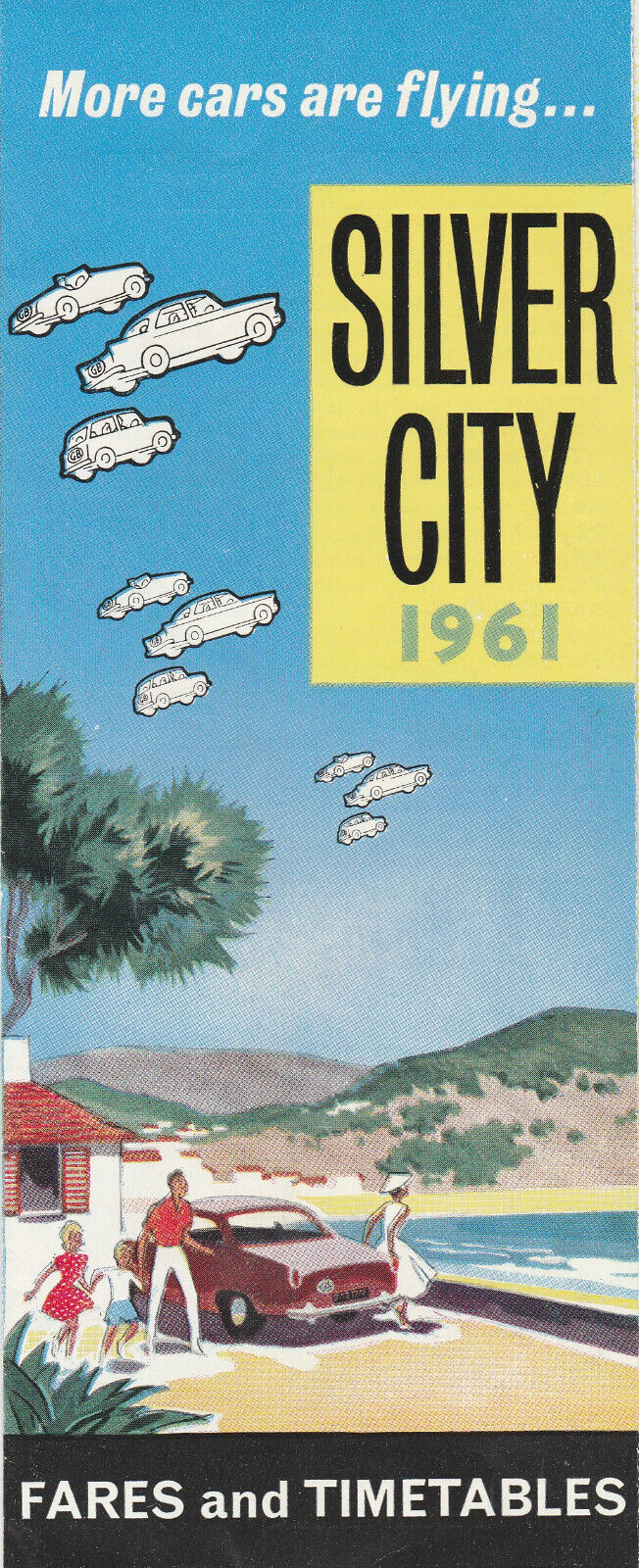 Silver City Airways UK airline car ferry fares and flight schedule 1961
