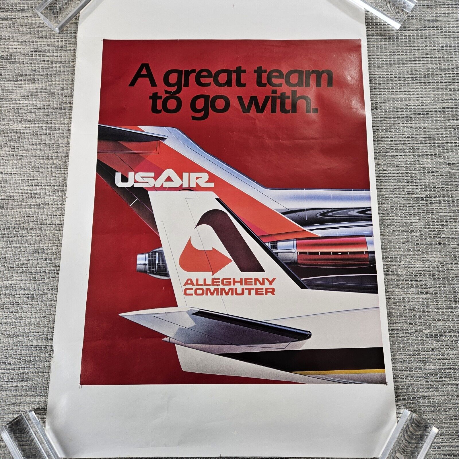 USAir Original Poster Allegheny Commuter Vtg Airline Travel Advertising Proof