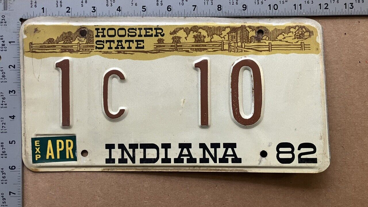 1982 Indiana license plate 1C10 YOM DMV Adams for your CHEVY C-10 PICKUP 15621