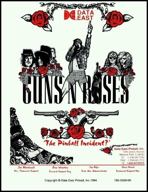 Guns N Roses Pinball Machine Manual & Schematics - Data East