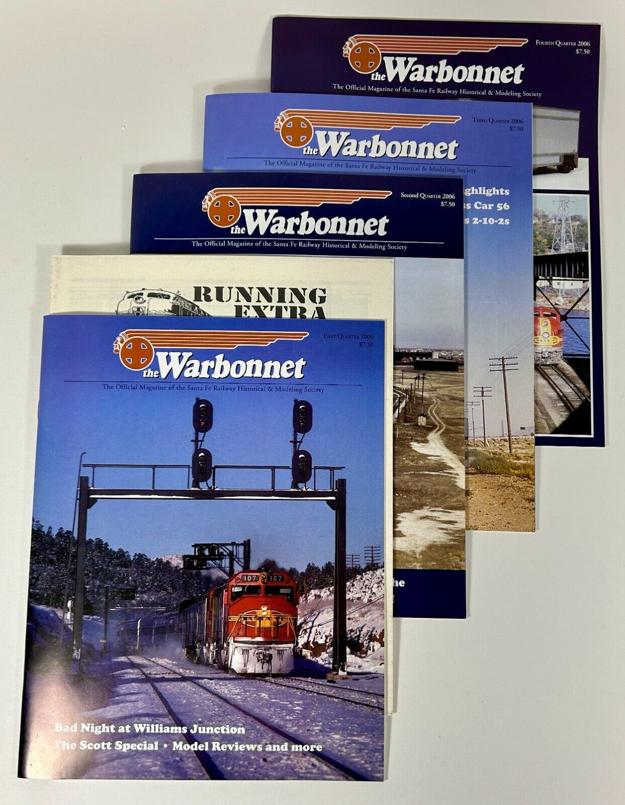 4 Issues of 2006 Santa Fe Railway “The Warbonnet” magazines Volume 12