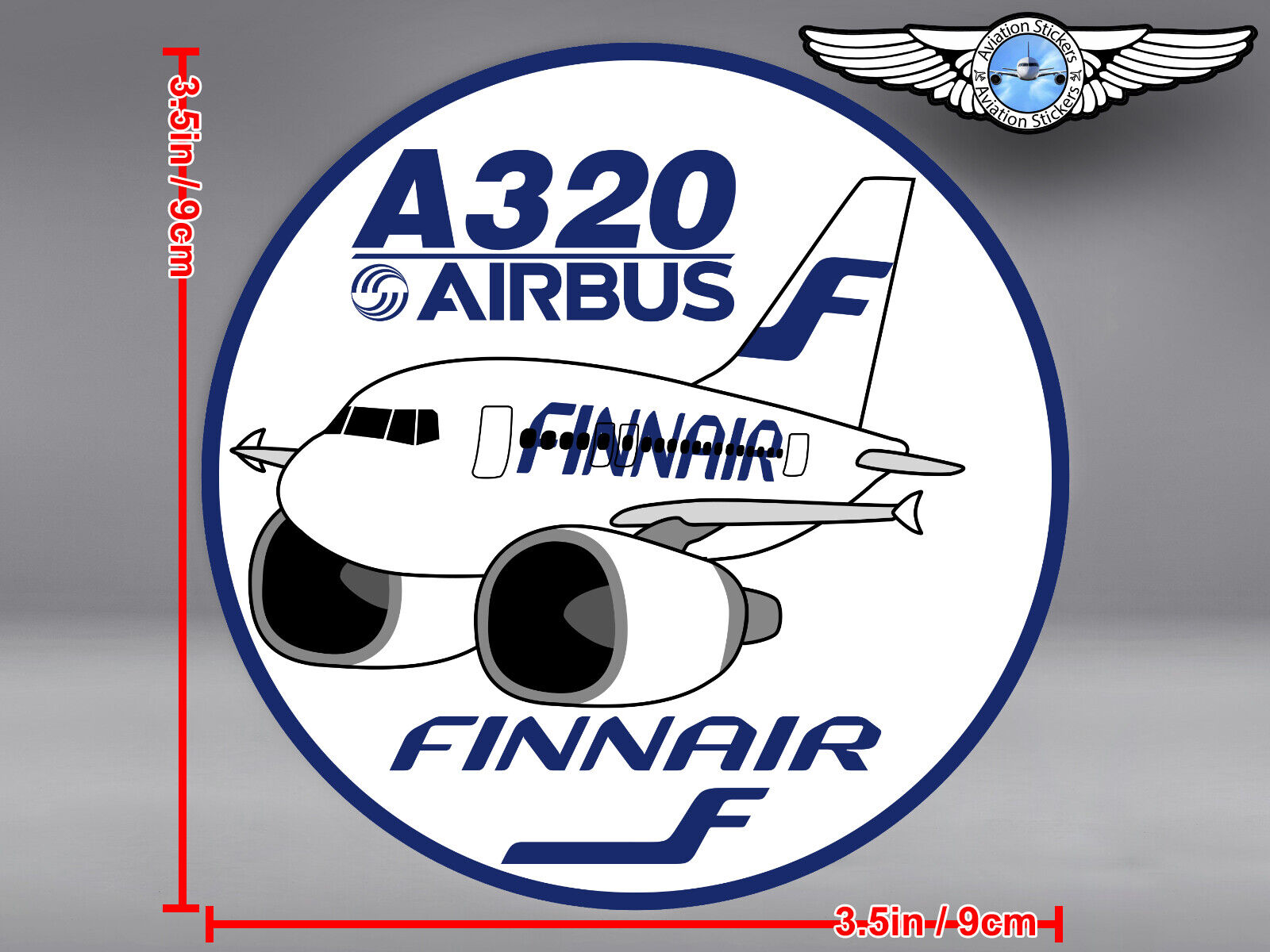2x FINNAIR PUDGY AIRBUS A320 A 320 ROUND DECALS / STICKERS