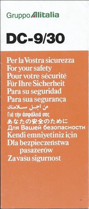 Gruppo Alitalia DC-9/30 Safety Card  RARE 