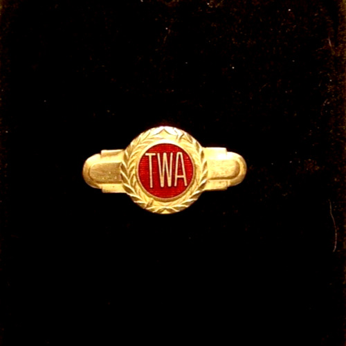 1940's TWA Enameled Lapel Pin in sterling silver by Balfour