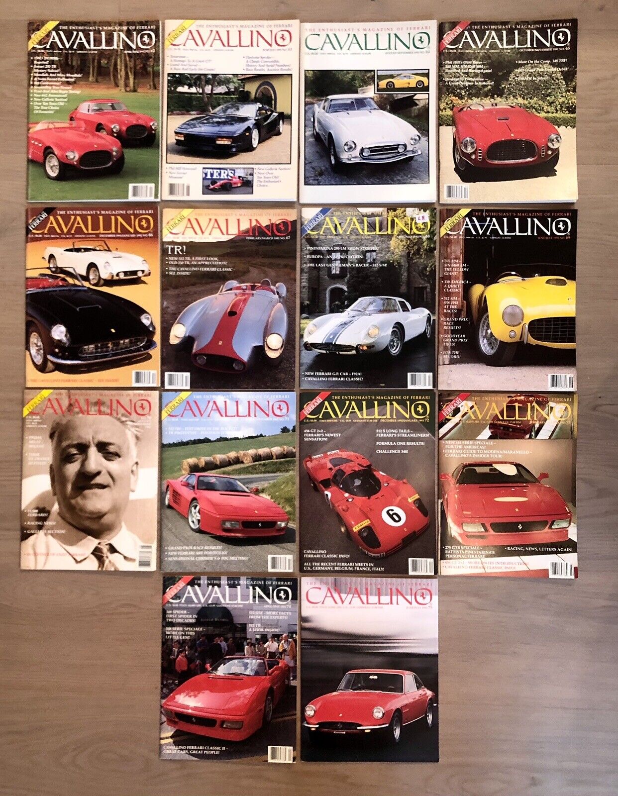 Cavallino Magazine Ferrari  (LOT OF 14) # 62-75 With Official Red Holder