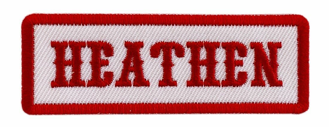 Heathen Red White Embroidered Patch (iron on Sew on  3.0 X 1.0 Inch HP4)