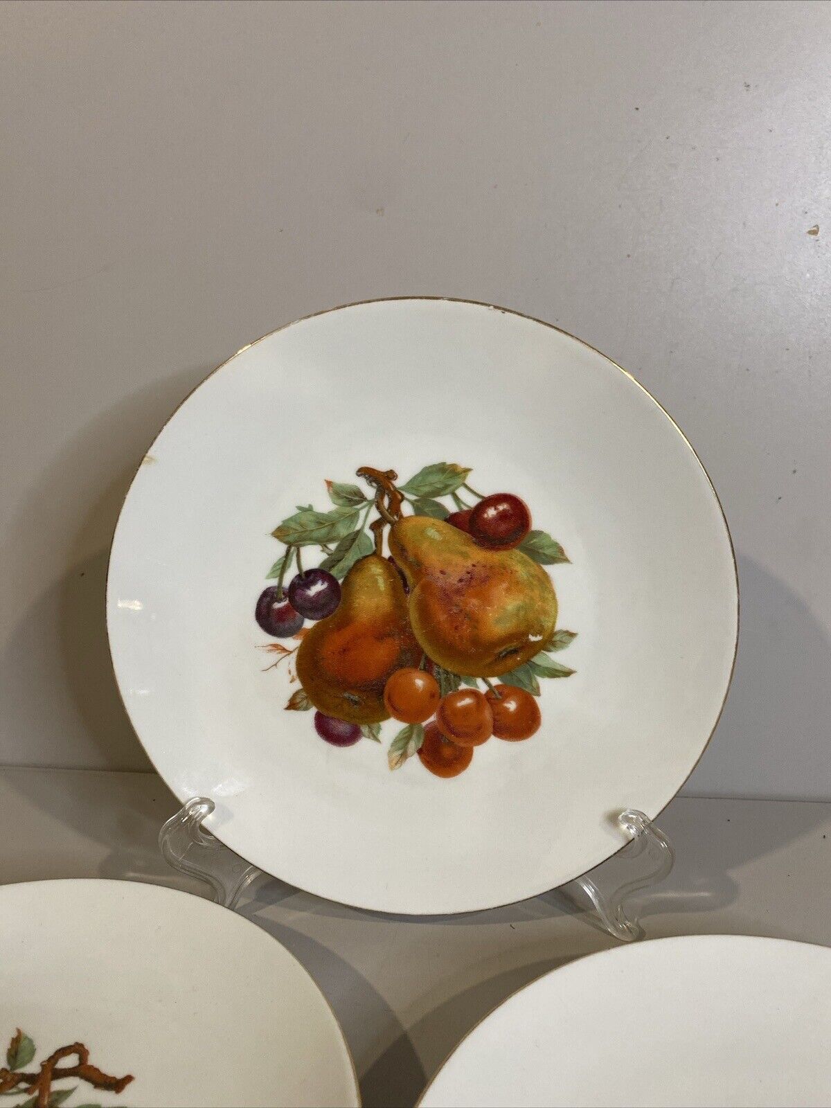 3-Bareuther Waldsassen Plates with Fruit Hand Painted 133 Bavaria Germany Salad
