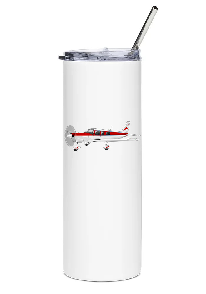 Piper Cherokee 6B Stainless Steel Water Tumbler with straw - 20oz.