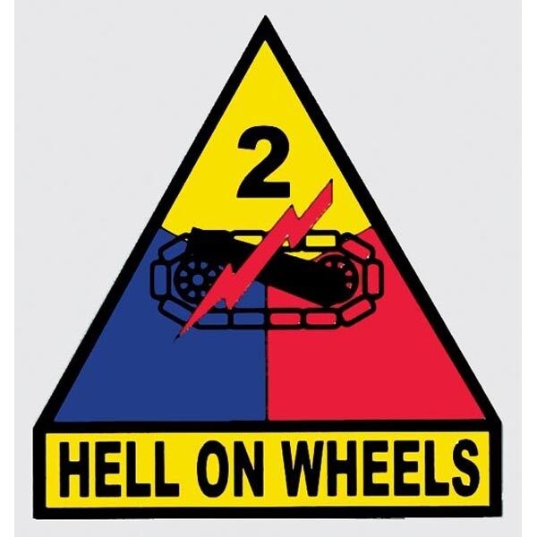 US ARMY 2ND ARMORED DIVISION HELL ON WHEELS STICKER - DECAL - MADE IN THE USA