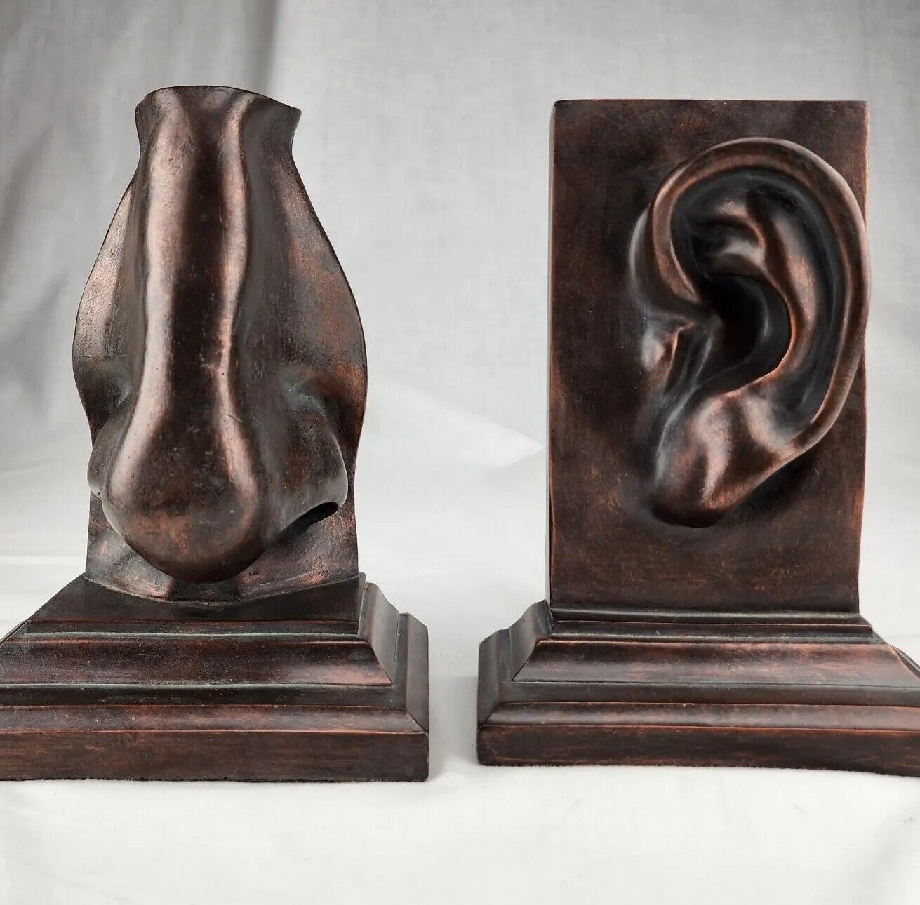 Vintage c2c Design Nose And Ear Bronze Like Pop Art Bookends Nob Hill Sculpture