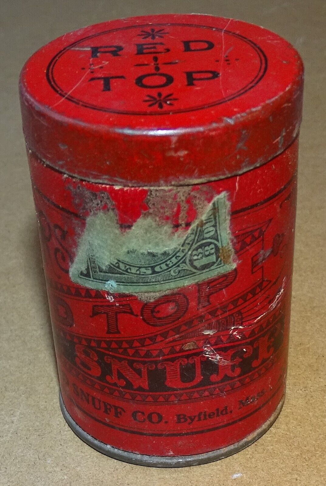 Antique Pearson's Red Top Snuff Can - Byfield, Mass.