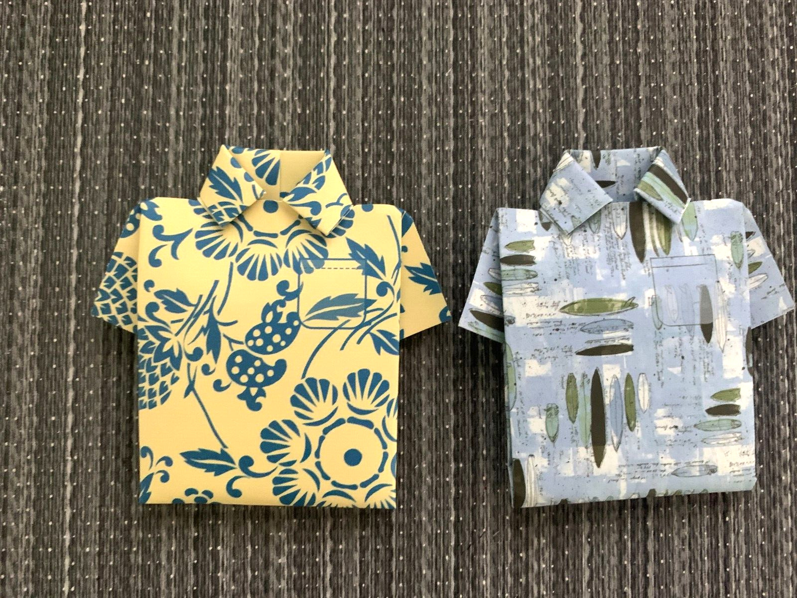 Kahala Shirt  Salt & Pepper   Paper Origami   Hawaiian Airlines set of 2