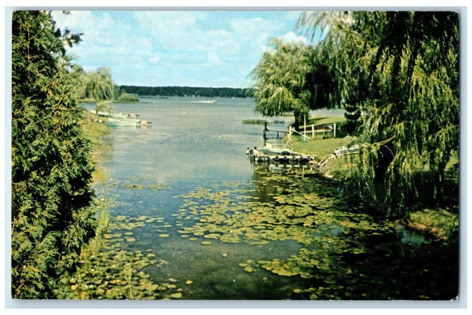 c1960 Channel Michigan Beautiful Horsehead Lake MI Vintage Avery Color Postcard