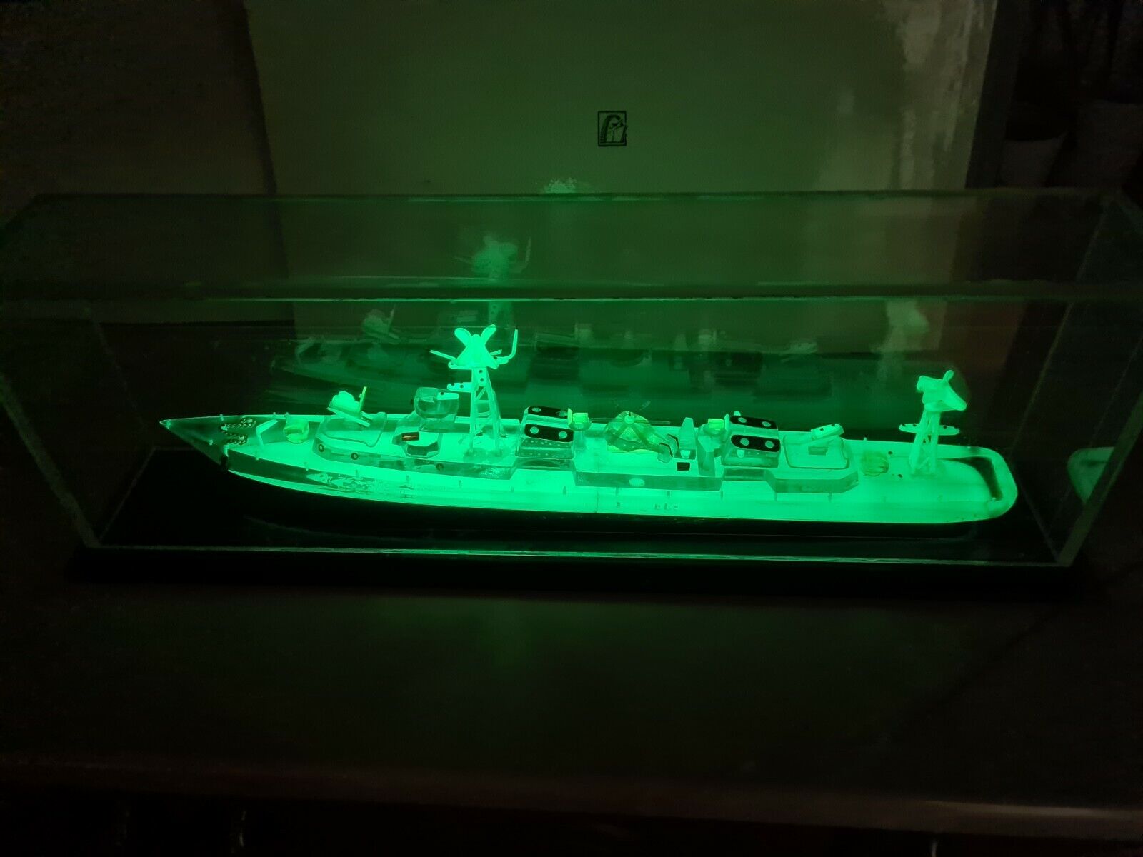VTG Model of a Cruiser Plexiglass and Phosphoric Plastic  Handmade USSR Cabinet