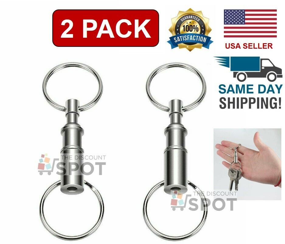 2-Pack Detachable Pull Apart Quick Release Keychain Key Rings/ US 