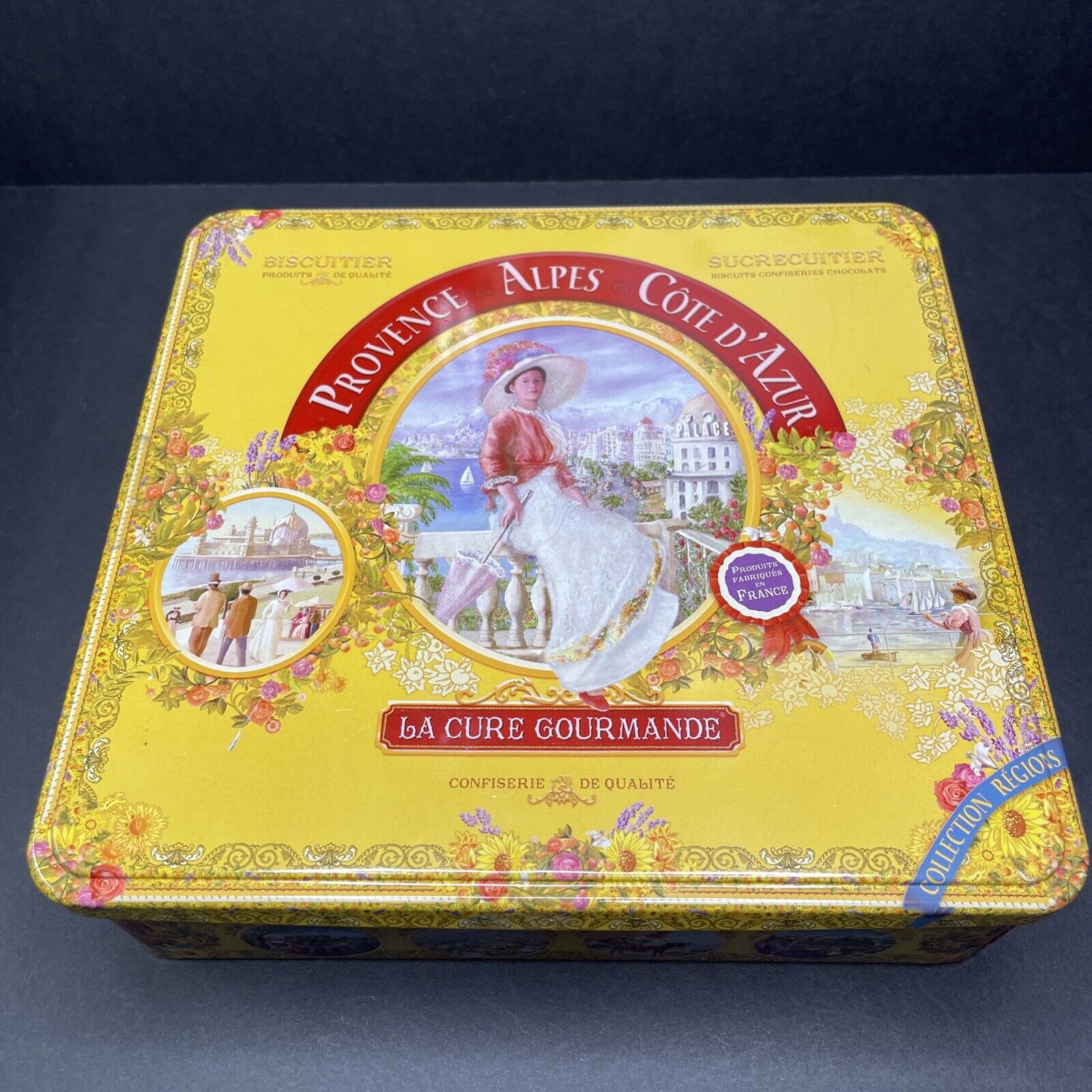 Vintage Provence Alpes Cote D\'Azur Fancy Cookie Tin Box Product Of France