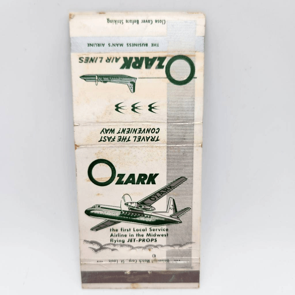 Vintage Matchcover Ozark Air Lines Jet Props Midwest