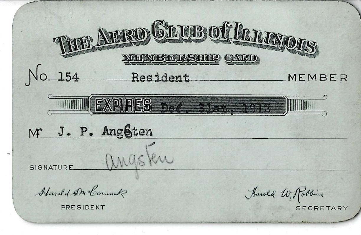 1912 Early Aviation Aero Club of Illinois Membership Card for \