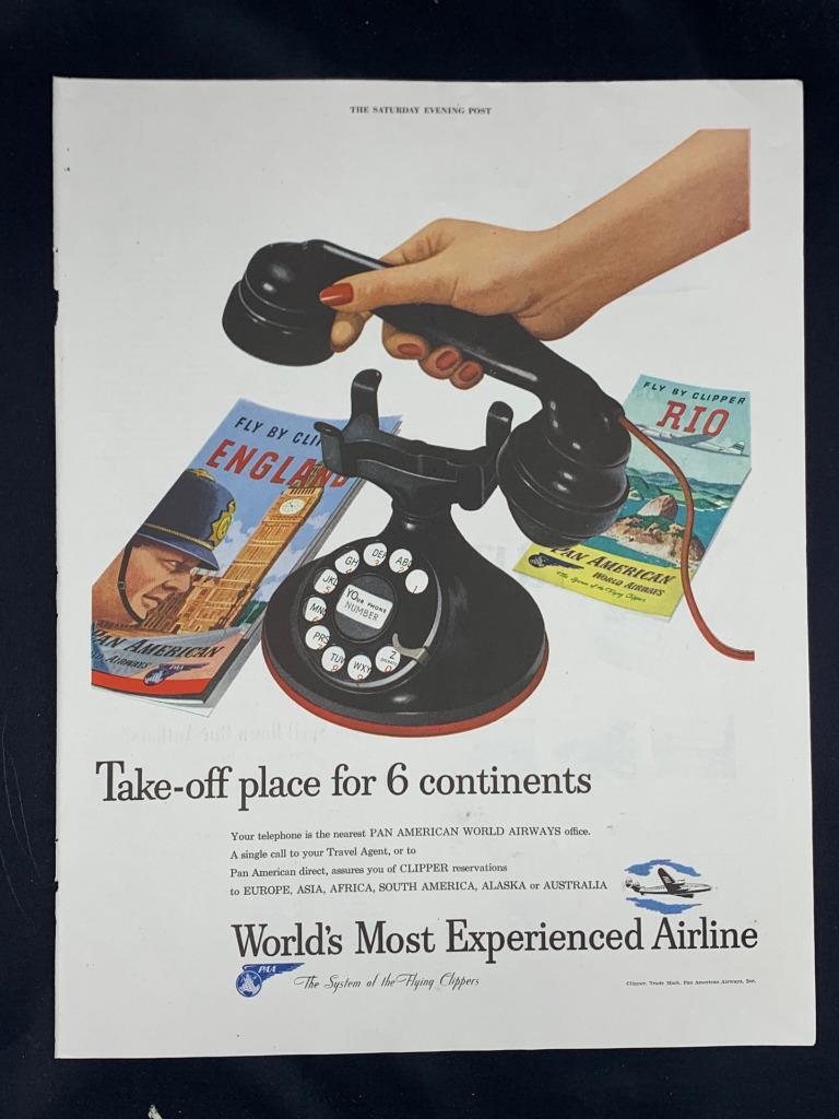 Magazine Ad* - 1948 - Pan American Airways - 6 Continents - (#2)