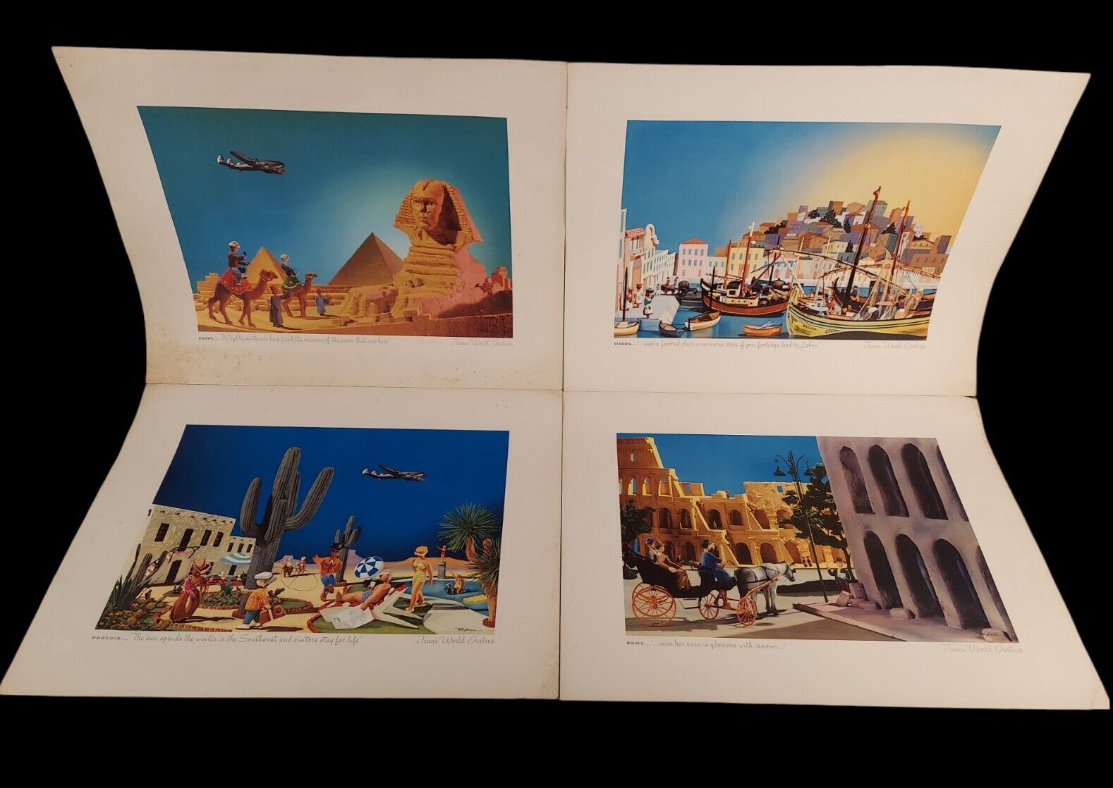 Original TWA Trans World Airlines Posters by Rex Werner all 4