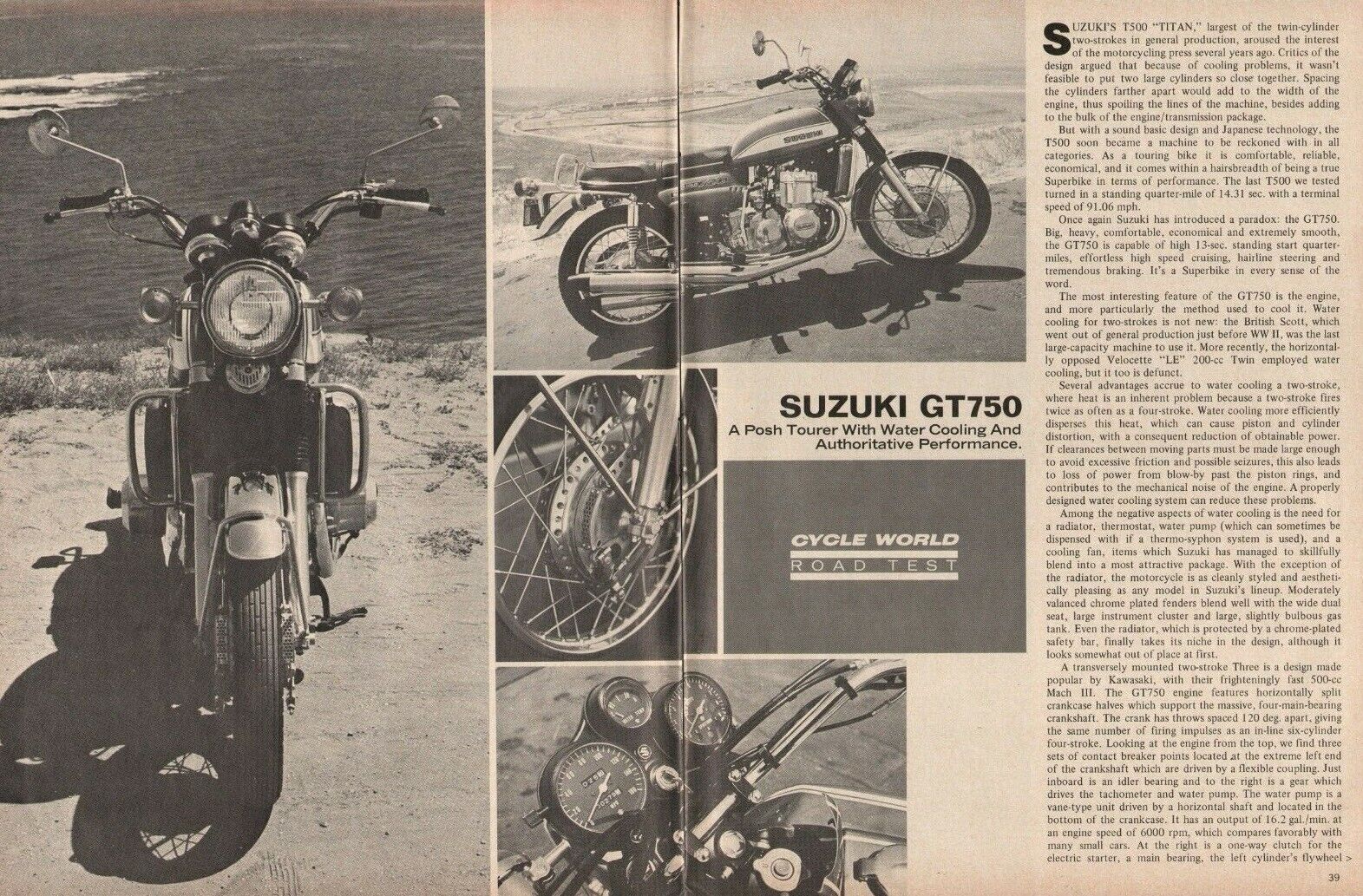 1971 Suzuki GT750 - 6-Page Vintage Motorcycle Road Test Article