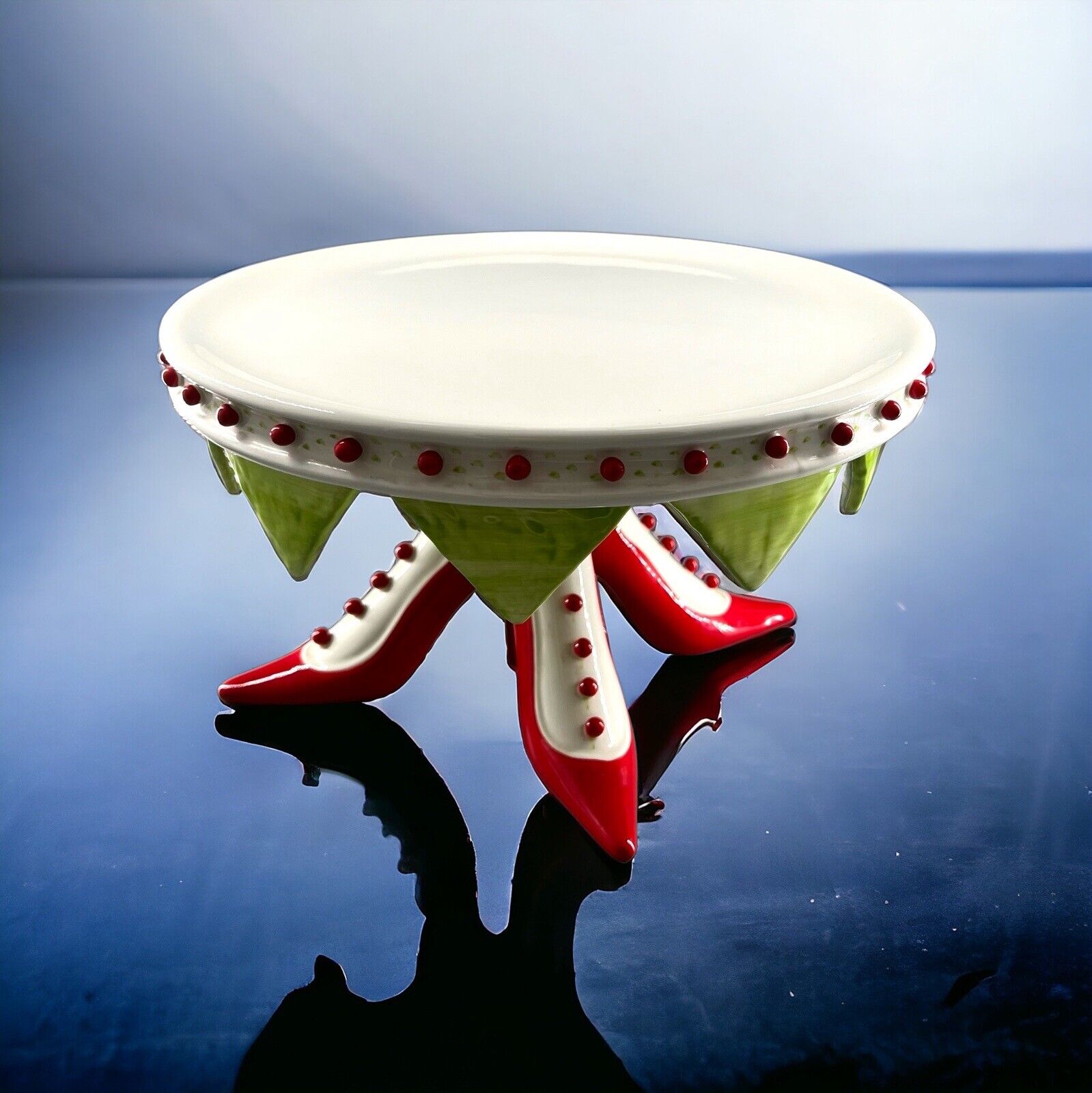 Dept 56 Patience Brewster Krinkles Christmas High Heel Shoe Cake Plate With Box