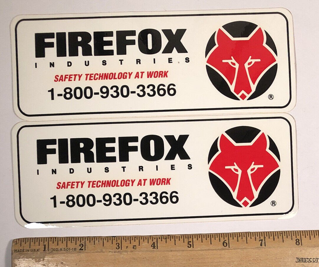 Lot Of 2 Firefox Industries Logo Decal Sticker Auto Racing Fire Extinguisher