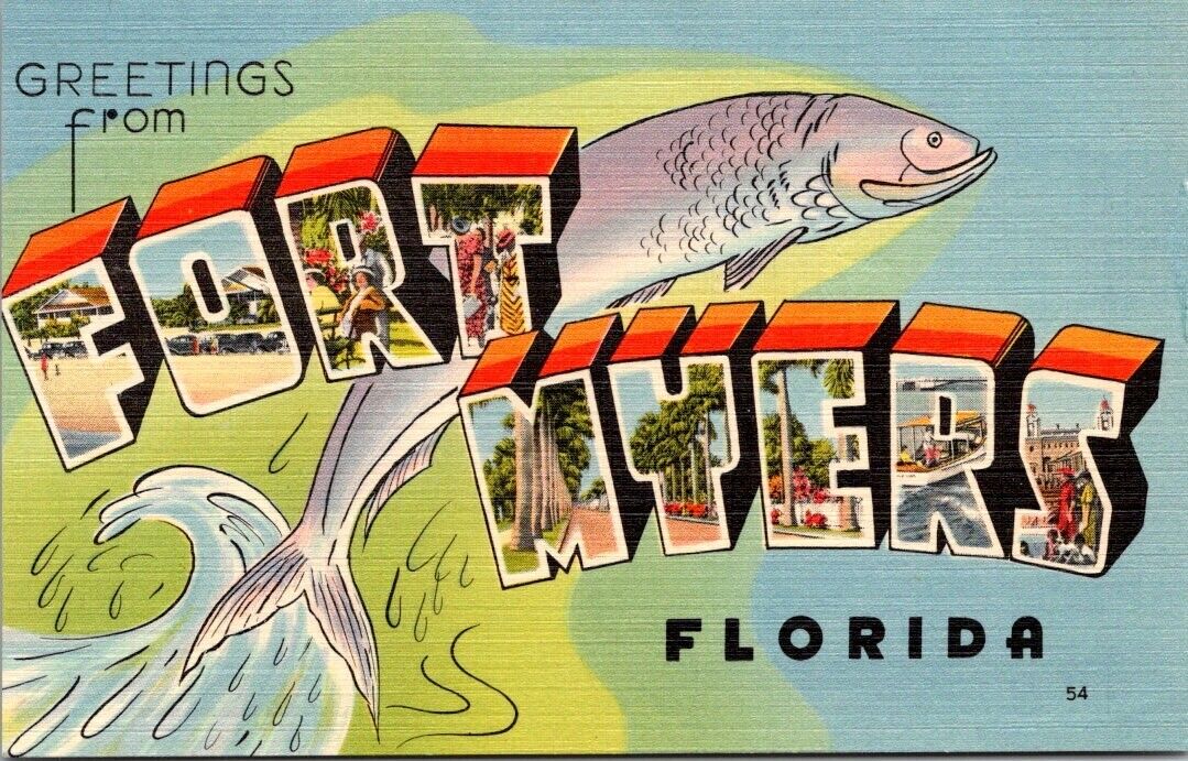 Fort Myers Florida FL Large Letter Greetings From Fort Myers Big Fish Linen