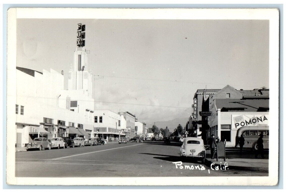 c1940\'s Fox Theater Hotel Street View Pomona California CA RPPC Photo Postcard