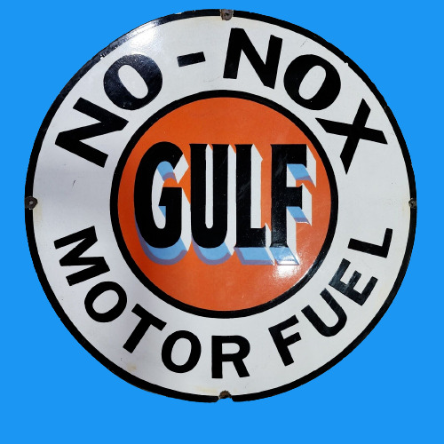 Porcelain Gulf No-Nox Enamel Sign Size 30x30 Inches Double Sided