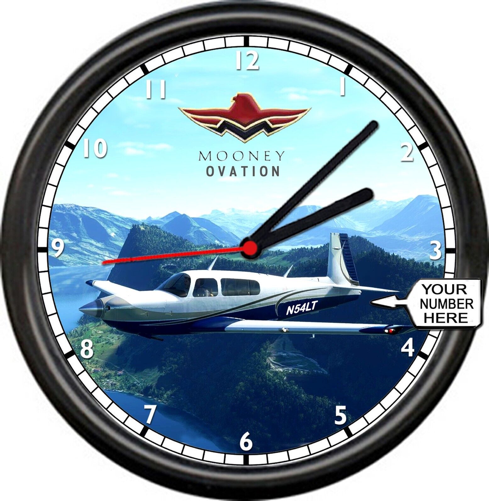 Mooney Ovation Pilot Your Numbers Airplane Flying Personal Sign Wall Clock