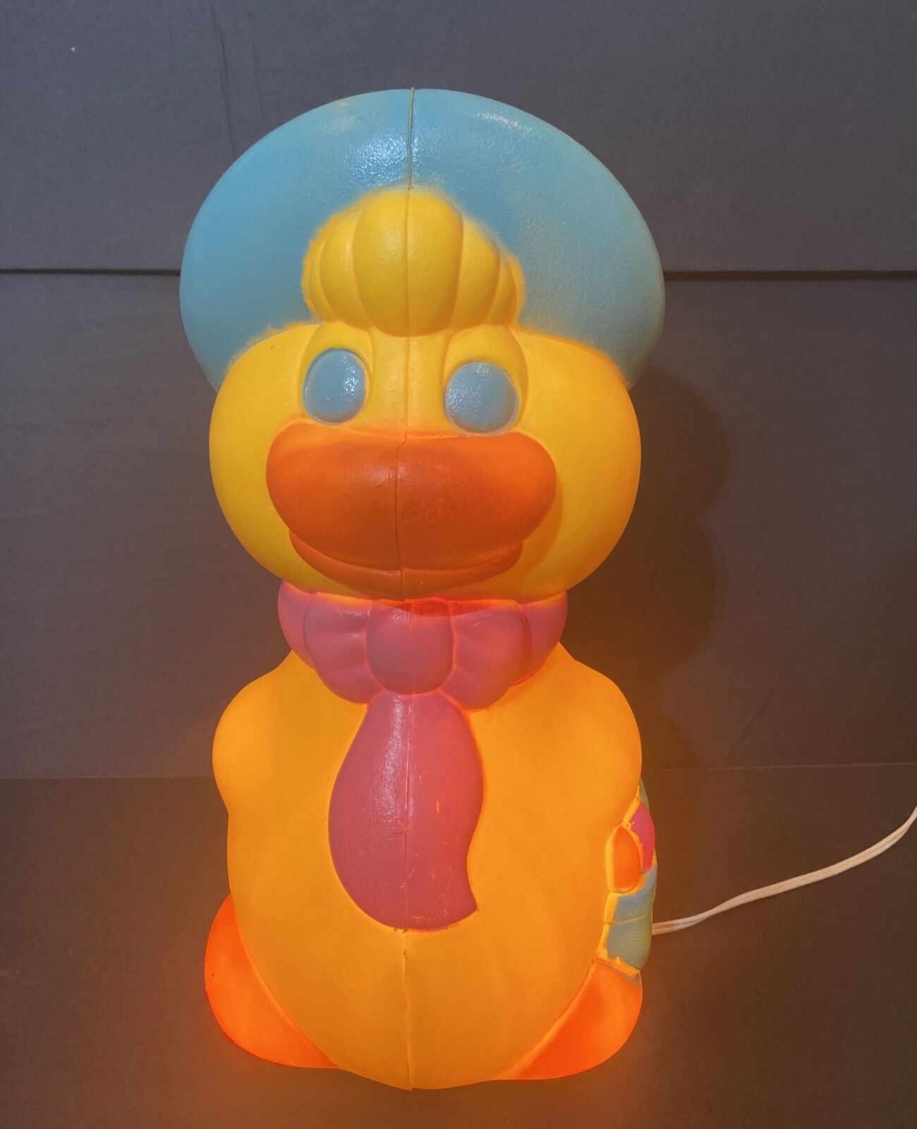 General Foam Duck Blow Mold Easter LIGHTS UP WORKS Vintage 15 Inches